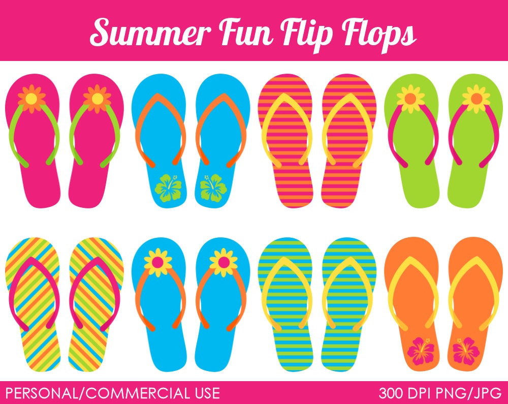Summer Fun Flip Flops Clipart - Digital Clip Art Graphics for Personal or Commercial Use