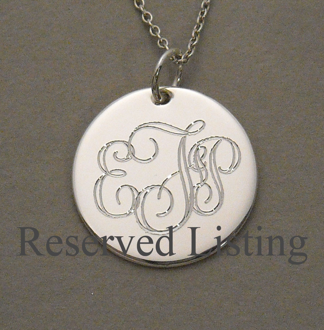 For Rudabagel- Monogram necklace triple initial personalized pendant sterling silver 3/4 inch round circle disc charm UDLOS