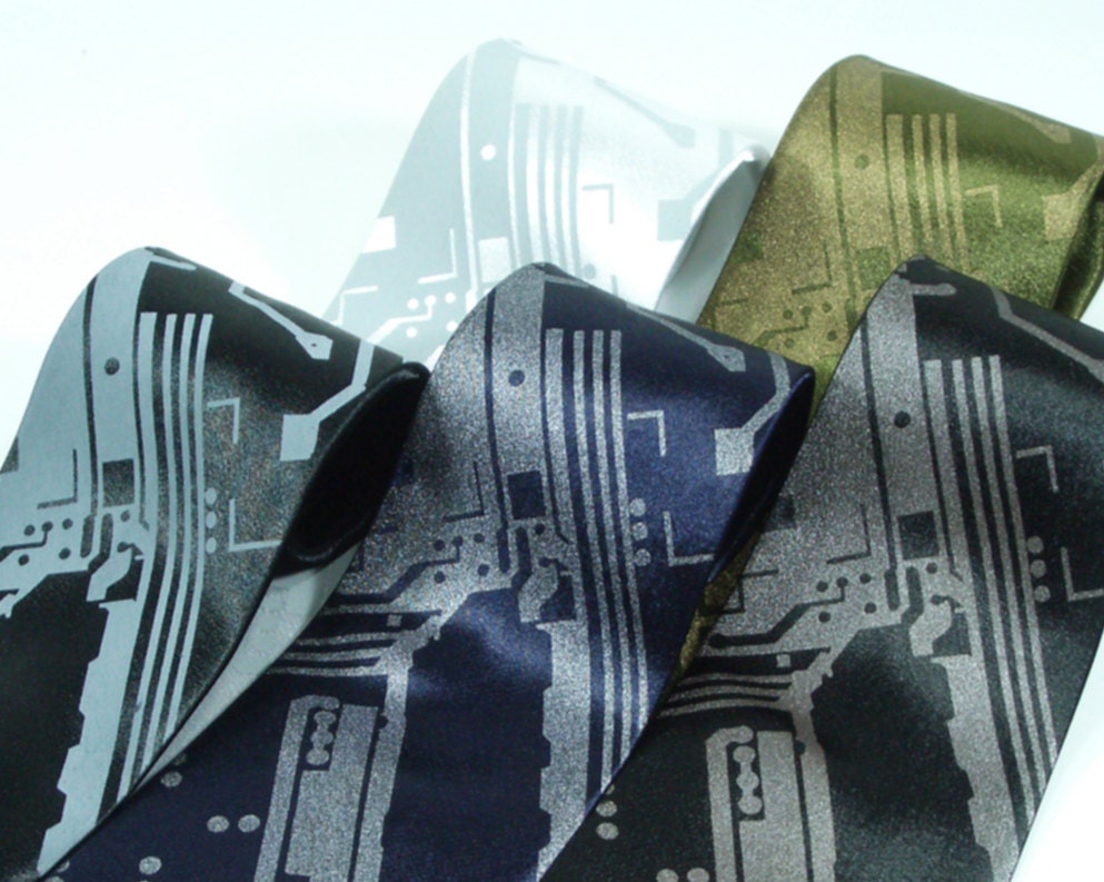 Mens necktie - Short Circuit Tie - Mens silk tie in five color choices