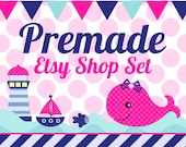 Sweet Nautical with Pink Whale - Premade Etsy Set Il_170x135