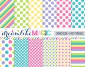 Fresh, Fun Candy Dots and Stripes Digital Paper Pack for Personal or Commercial Use Il_170x135