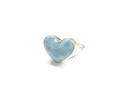 Love Larimar heart ring size 9 1/2 Blue Sky Larimar