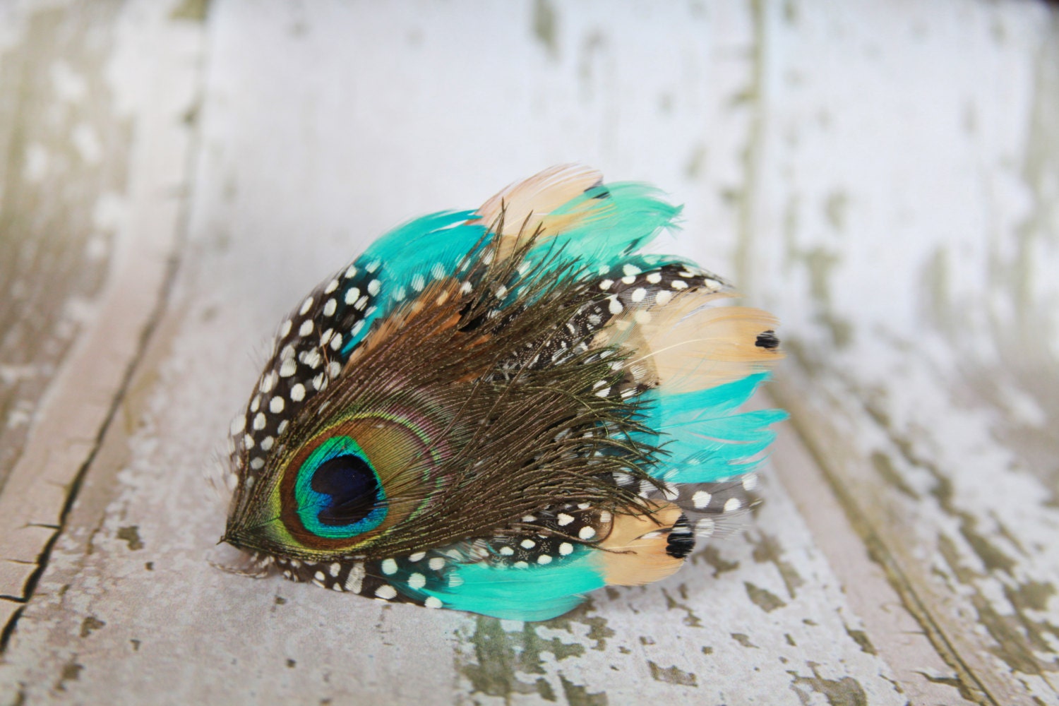 Turquoise & Peacock Fascinator Feather Hair Clip or Headband