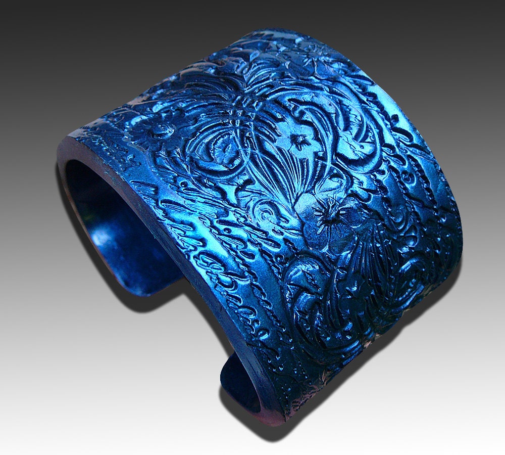 Winter evening polymer clay cuff bracelet