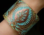 Thracian copper and patina polymer clay cuff bracelet