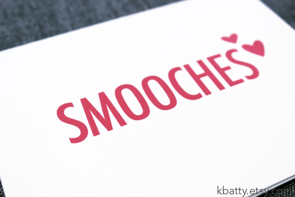 Smooches, Hearts Greeting Card - blank inside with a kraft paper envelope