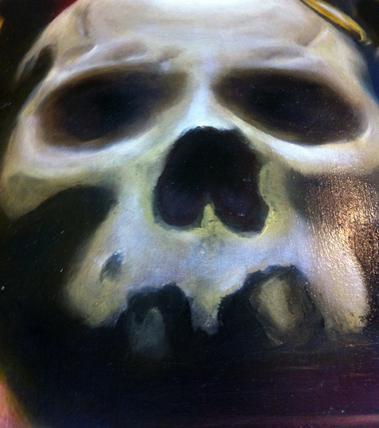 Vanitas II - Original Oil Painting on Skateboard Deck with Skull