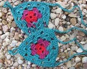 Crochet Barefoot Sandals for Bellydance-ZambraMora-Tribal-TribalFusion-Dance-Teal-Plum-Red-Beads-OneSizeFitsAll