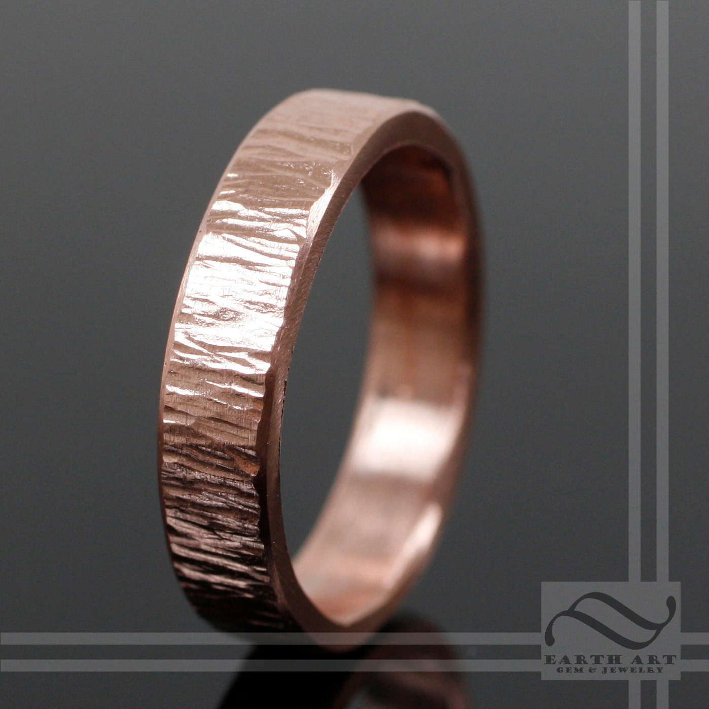 14k Rose Gold Bark Wedding Band - 5mm Wide