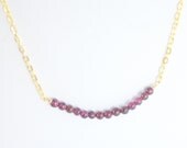 Red Garnet Gold Plated Necklace, Wedding Jewelry, Bridal Jewelry, Bridesmaids, Women's Fashion