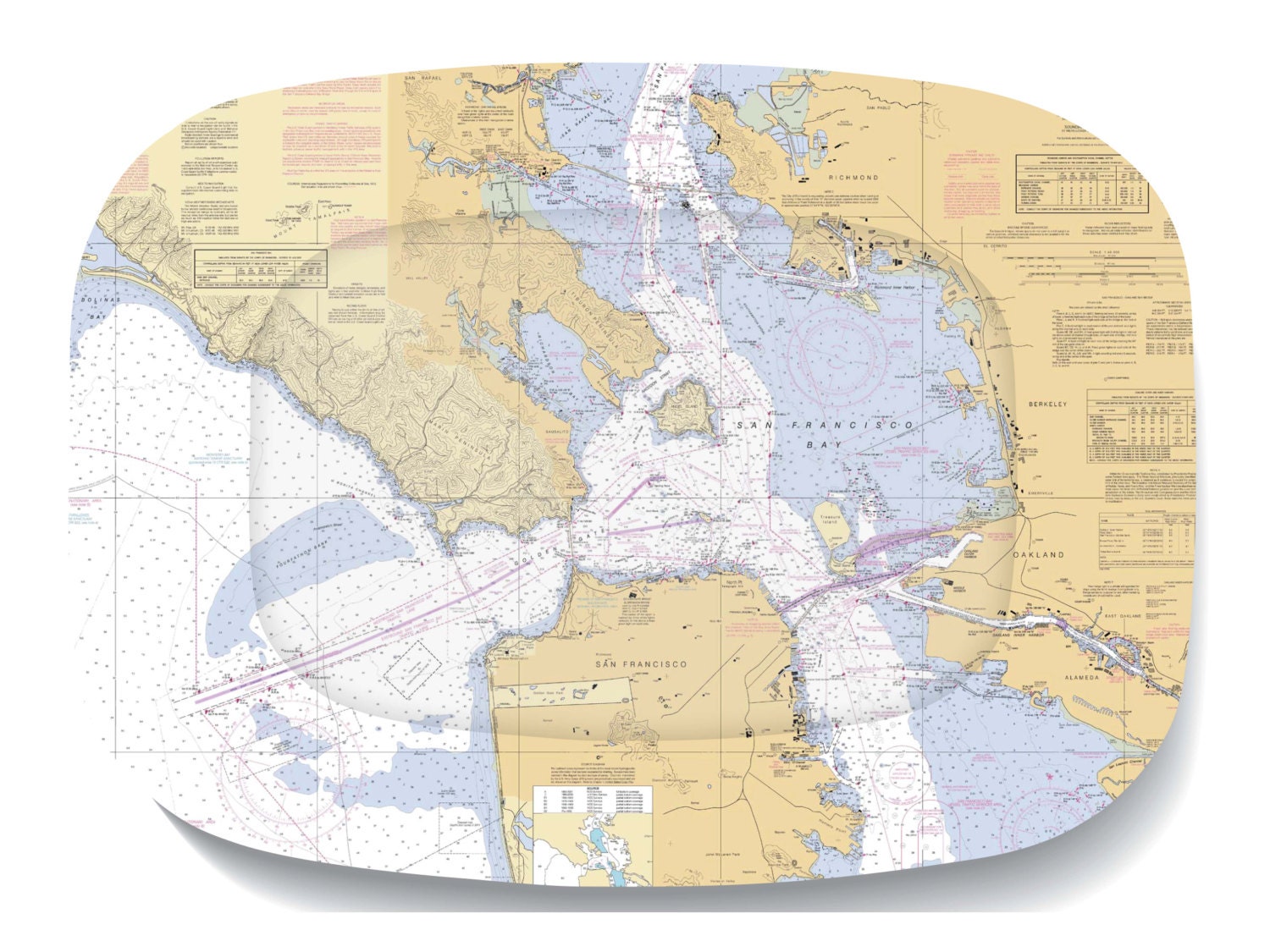 San Francisco Nautical Chart Melamine Platter - 1 platter
