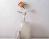 1930's General Store Glass Jar - White Glazed Glass with Tin Lid - Vintage Storage