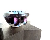 Stargazer Nebula Rectangle Pierced Earrings Hand Painted in Candy Pink, Thistle Purple, and Turquoise Blue by Roots and Wings Designs.
