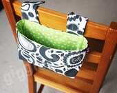 Girls Bike Basket, Dark Navy Graphic Flowers, Kids Handlebar Basket, Bag for Balance Bike, Scooter, Fabric Bucket -- READY TO SHIP