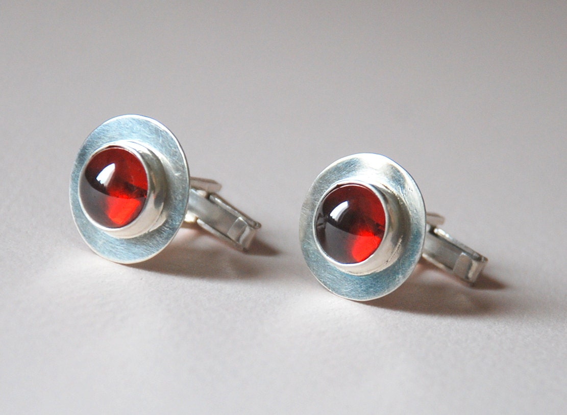 Groomsmen Cuff Links Garnet Gemstone Men Women Unisex Accesories Graduation gift write your special day personalized private Valentines Day