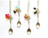 SUMMER SALE Silver Spoon Necklace - Pick Your Color - Born with a silver spoon in mouth necklace