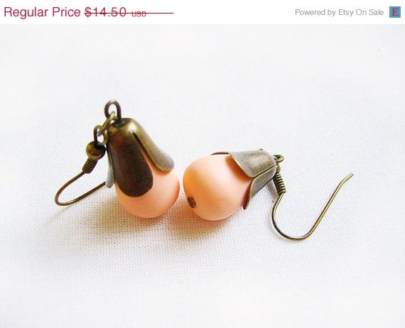 SUMMER SALE Bell Flower  Earrings, Your Color Choice Drop Dangle Earrings,  Polymer Clay