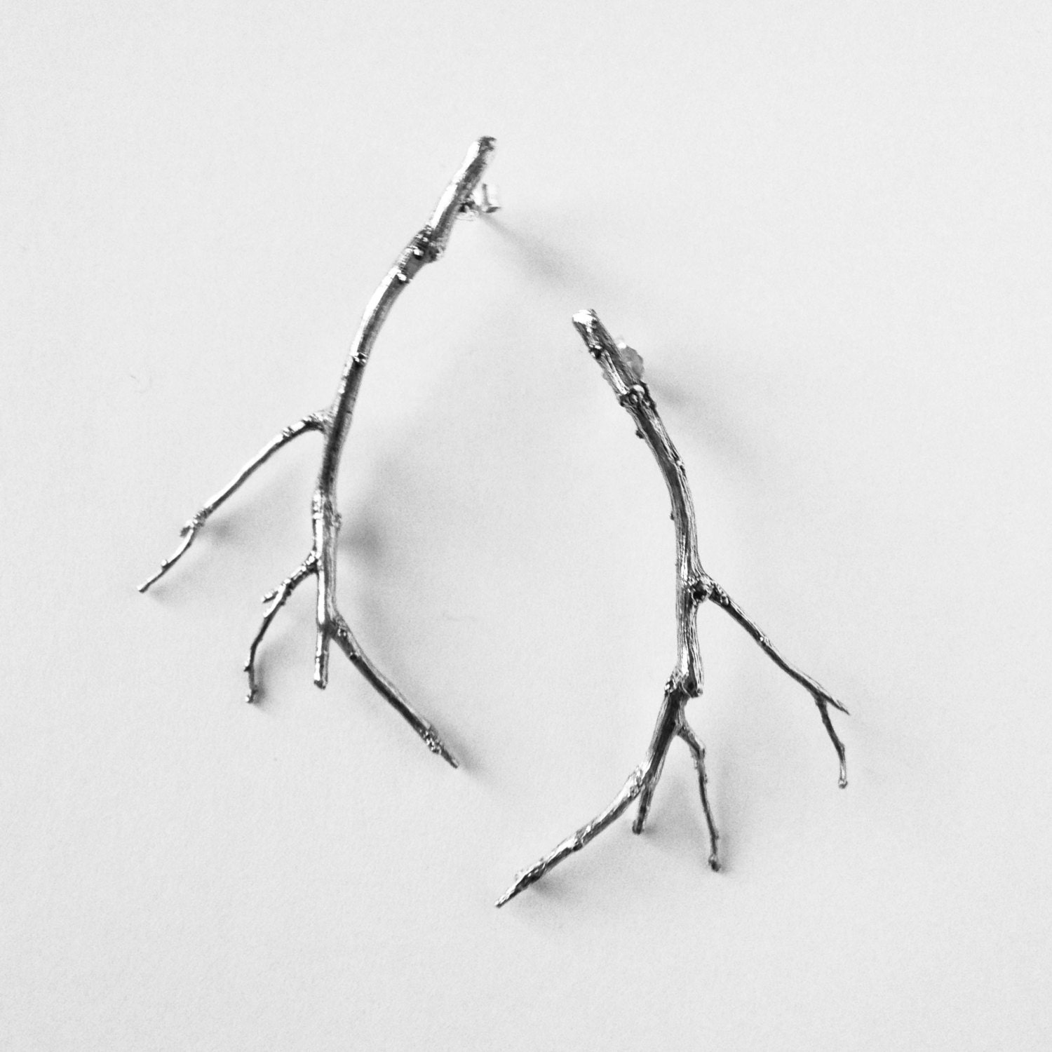 sterling silver twig earrings - branch earrings