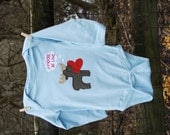 Valentine's Day "Moose be LOVE" Moose Handsewn Applique Onesie for Baby BOYS, perfect for 1st Valentine's Day Pics