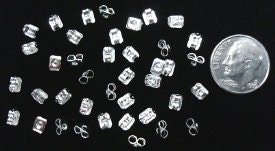 40 Sterling Silver Plated post earring backs, butterfly clutches, earring back findings FPE021
