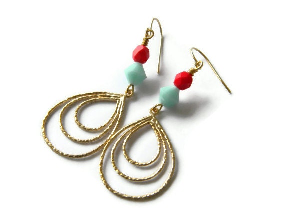 Ginger and Mint - gold earrings - spring jewelry