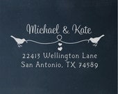Custom Rubber Stamp - Eco Mount Personalized Stamp - Birds & Heart String