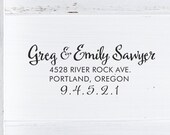 Custom Address Stamp - Calligraphy Stamp Eco Mount - wedding stamp - housewarming gift - Sawyer