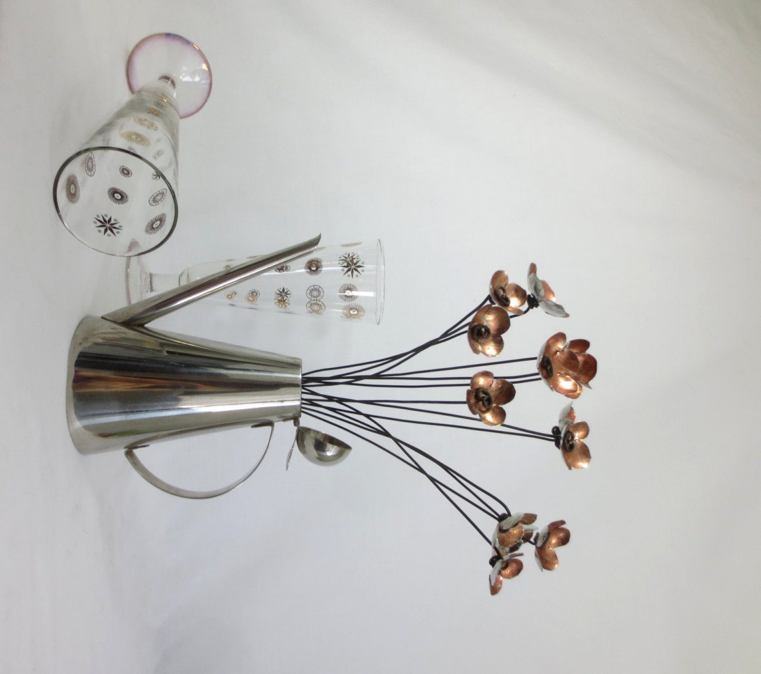 Copper Colored  Bouquet  of  Tin Forever Blooming Flowers For Spring