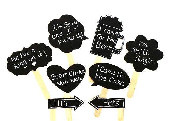Cute Chalkboard Photo Booth Props 8 Speech Bubble Props Chalk board Photobooth Props Set of 8 Wedding Photo Props Decoration