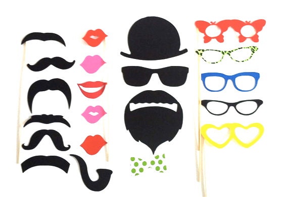 Comical Photobooth Prop Set of 21 Photo Booth Props Set  Birthdays Weddings Parties Wedding Day Props Great Photobooth Props Party Supplies