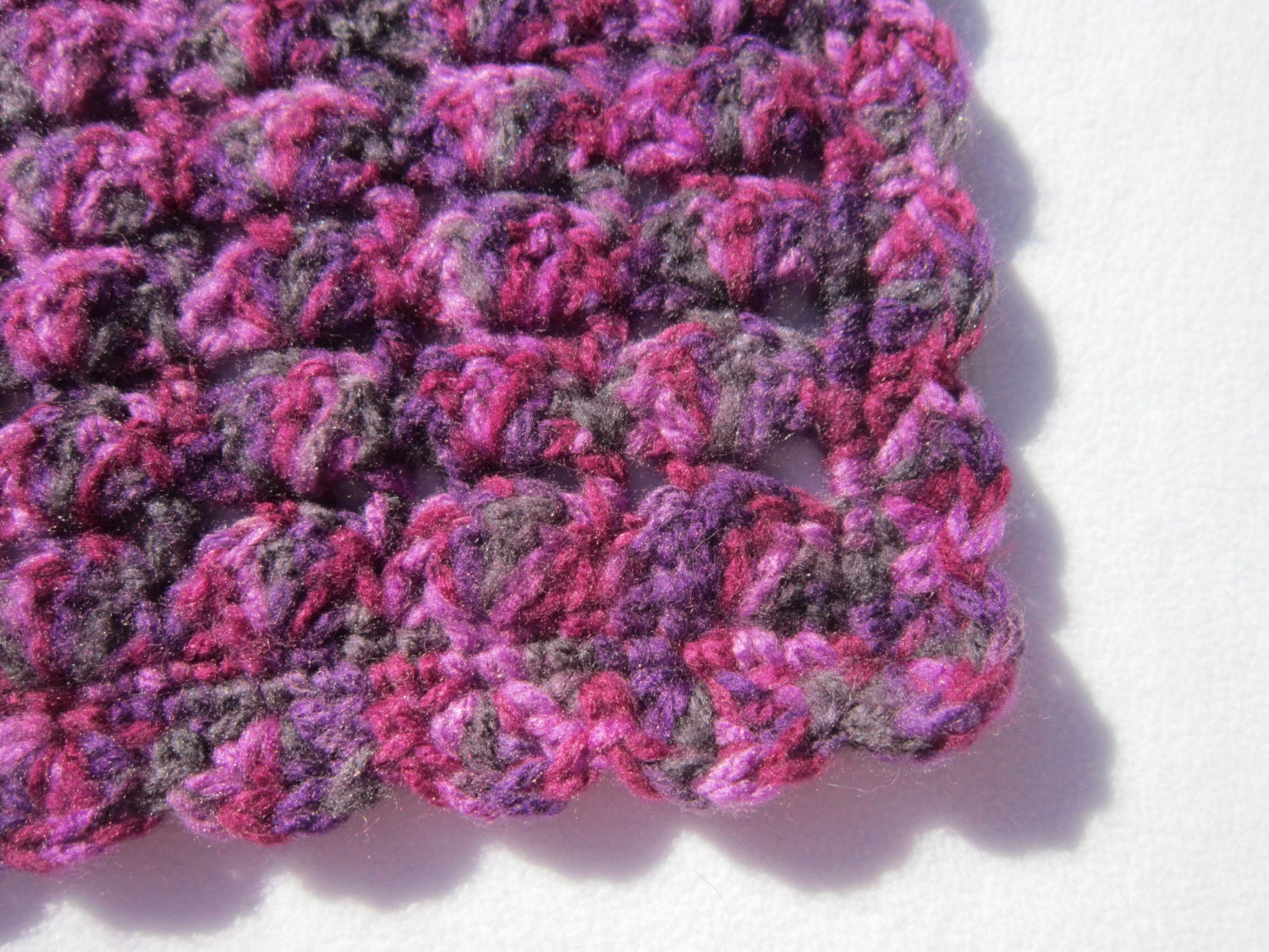 Crocheted Doll Blanket Afghan Shades of Purple Snuggie Doily