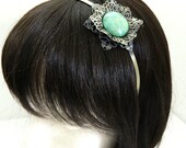 Starry Gem Filigree bronze headband - Pixie Dust Green Fantasy jewelry hair accessories - lovely for daily fashion or a vintage fair event