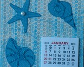 SALE Chipboard Calendar 2013 Bluewith Seashells