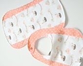 Organic Baby Set - Bib and Burp Cloth - Dots and Elephants in Pink