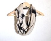 Hand Dyed Scarf - Graphic Black and Grey Striated Pattern on Jersey Cotton