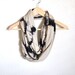 Hand Dyed Scarf - Graphic Black and Grey Striated Pattern on Jersey Cotton