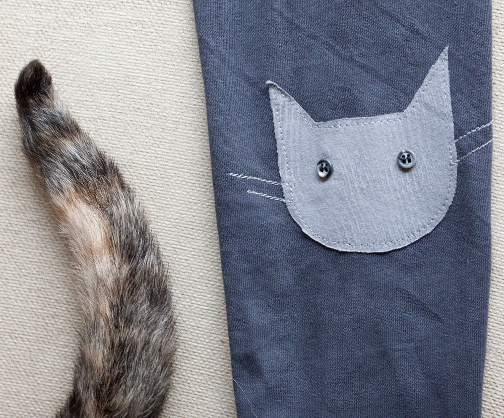 Cat Elbow Patch - Upgrade for boyfriend sweater, grey cardigan for women