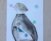 Blowing bubbles of hope - original water colour illustration