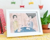 Girl and Boy A5 Giclee Print