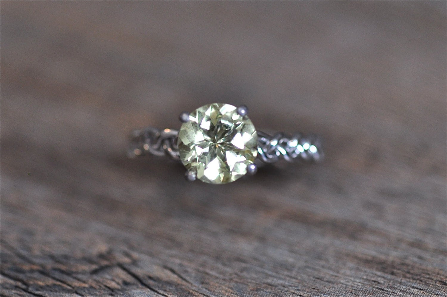 Lemon Quartz on Argentium Sterling Silver Braided Band, Sizes 6.5 & 8 Ready to Ship