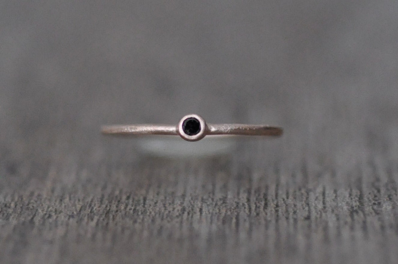 Black Diamond and Rose 14 Karat Gold Ring
