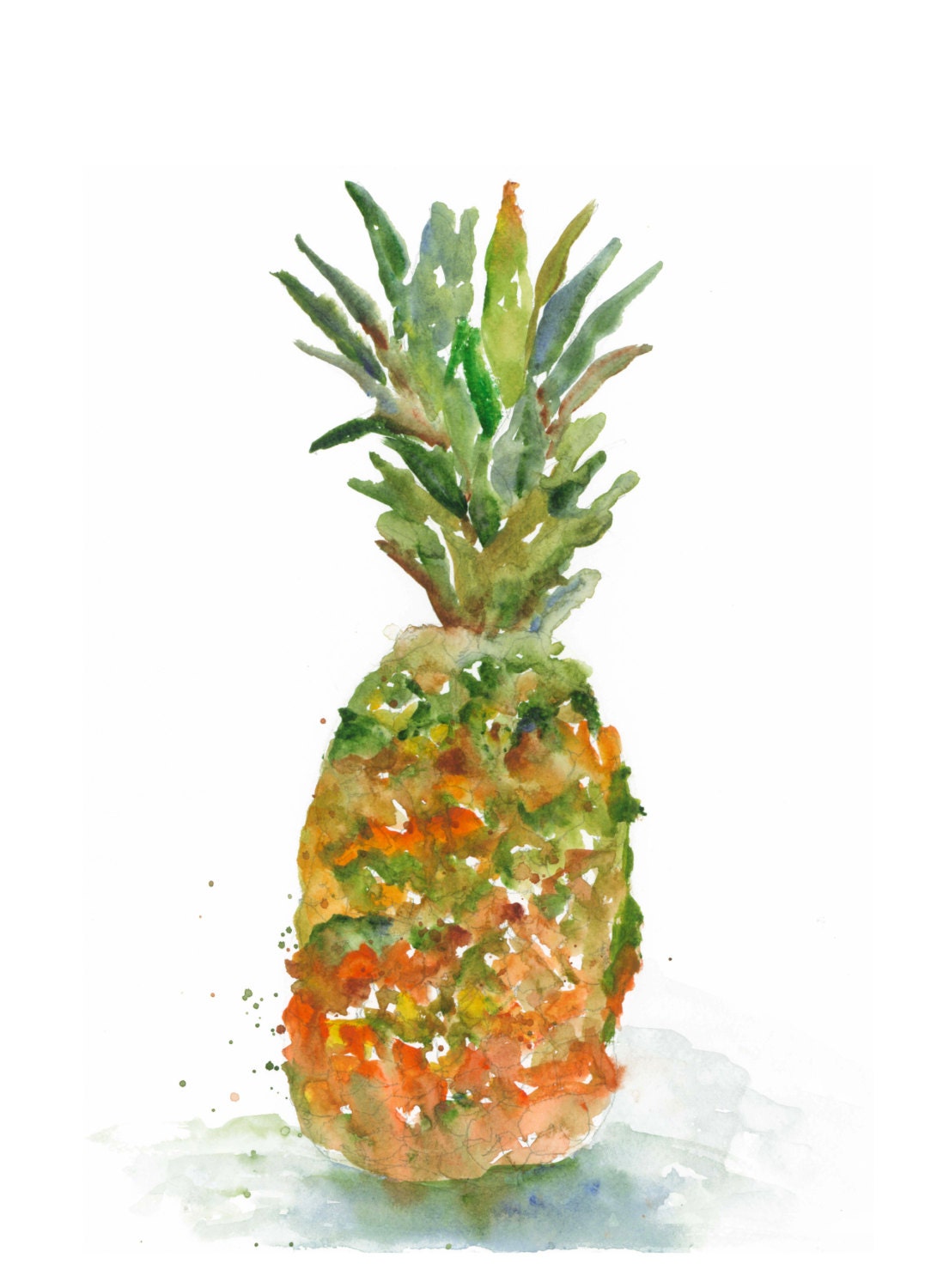 Pineapple Watercolor Fine Art Print, 8x10, Watercolor Fruit