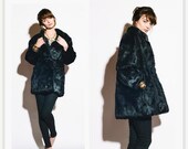 SALE Vintage 1950s Italian Black Rabbit Fur Tie Waist Coat