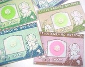 Cute As A Button Cards Tags Petite Glitter Sewing Button Fashion Embellishments Collection On Cards Set (8) Each