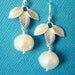 Triple Leaf and Pearl Earrings in SilverBridesmaids Jewelry, Bridal Jewelry
