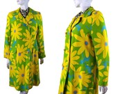 Vintage 1960s Spring Time POP Floral Swing Coat Bright Colors by Post Time