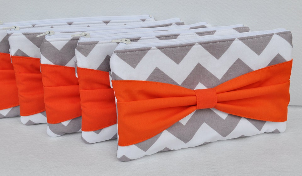 Bridesmaid Gift Set of 6 Chevron Bow Clutch Choose your colors Bridesmaids Gifts