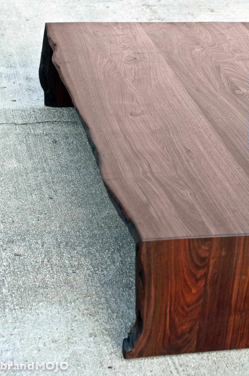 Live Edge Walnut Ottoman Coffee Table Folded Bole - XL Size 60" x 60"