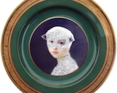 Mary Was a Little Lamb - Altered Vintage Plate