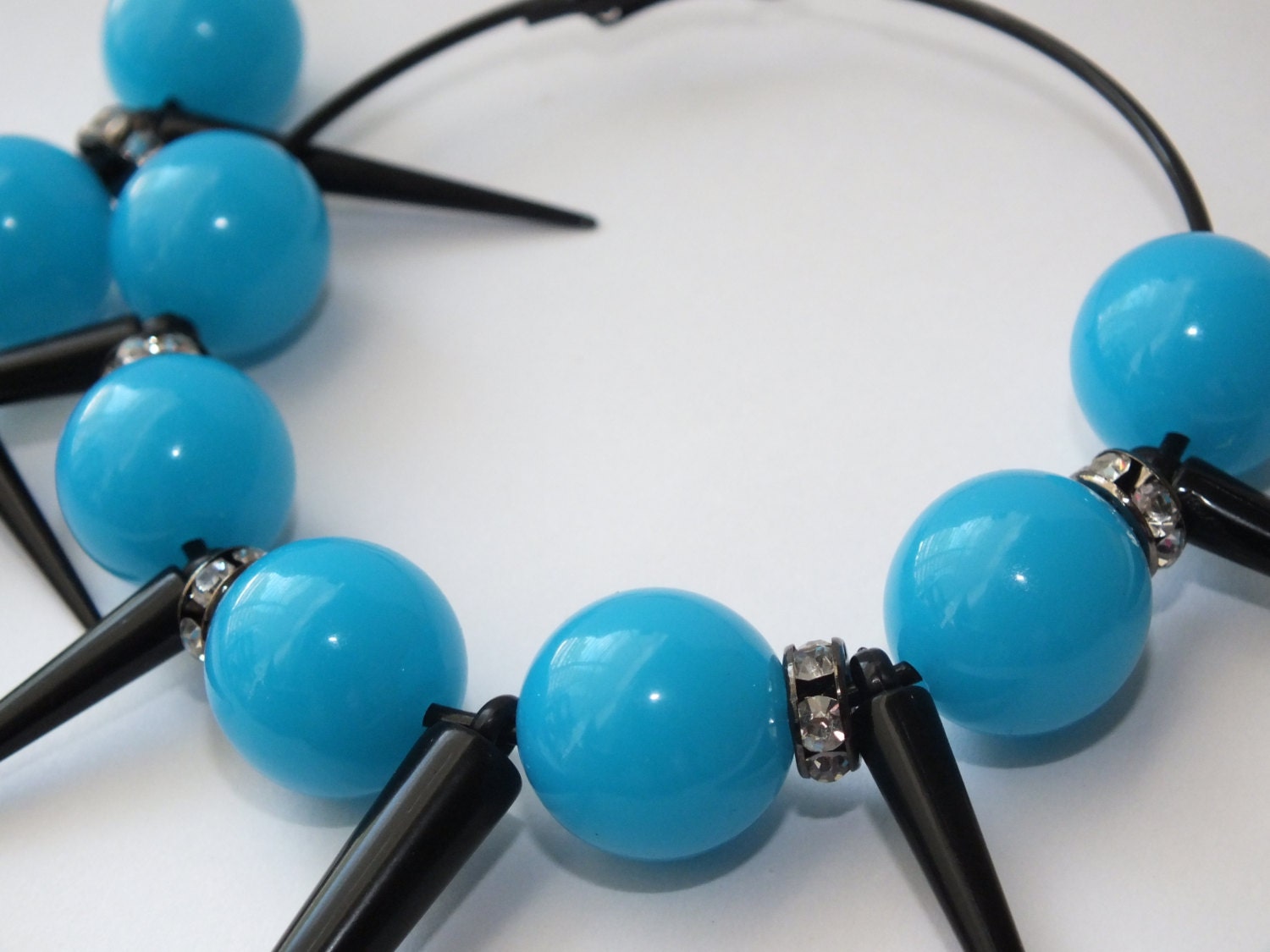 Neon Blue Spiked Earrings-Ready to Ship